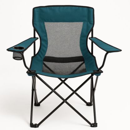 Chaise pliante de camping avec porte-gobelet et tissu maillé en polyester 88 cm x 54 cm x 54 cm-Pureverdeaura