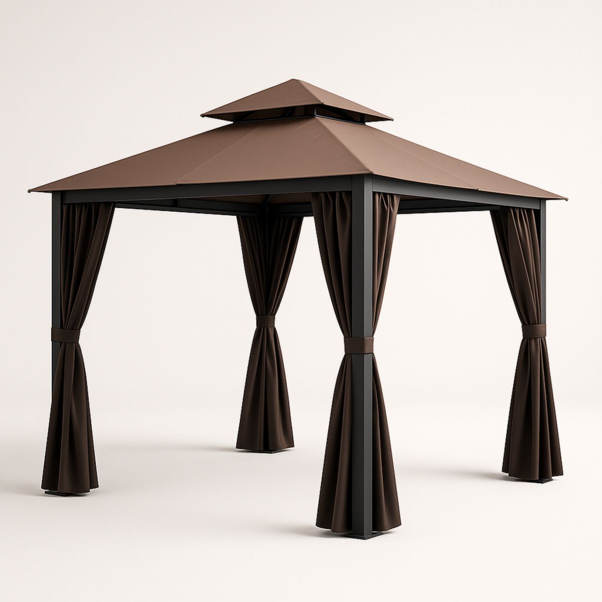 Pavillon en Métal avec Toit en Polyester Marron 300x300x270 cm-Pureverdeaura
