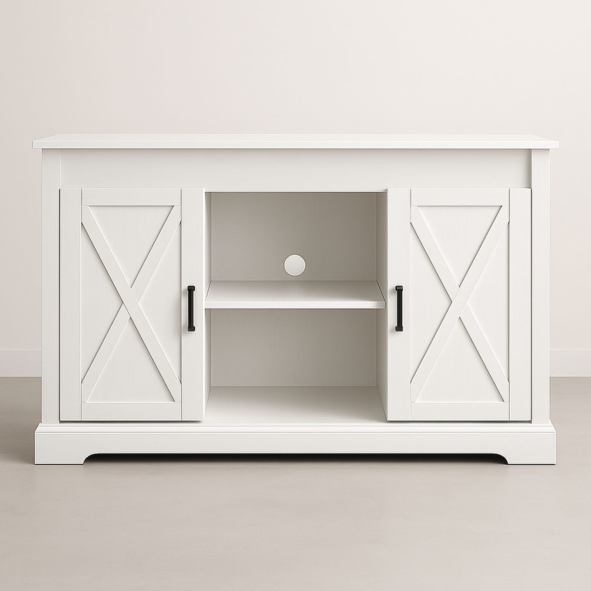 Meuble TV en Bois Blanc avec Portes Battantes 120x40x75 cm-Pureverdeaura