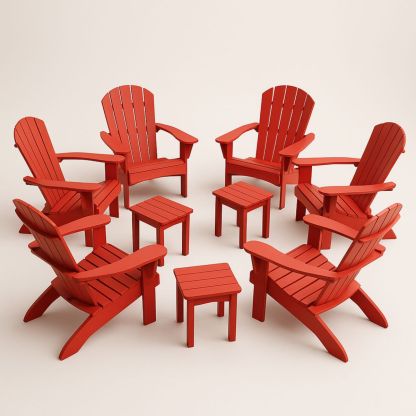 Ensemble de 6 chaises Adirondack et 3 tables en bois pour extérieur-Pureverdeaura