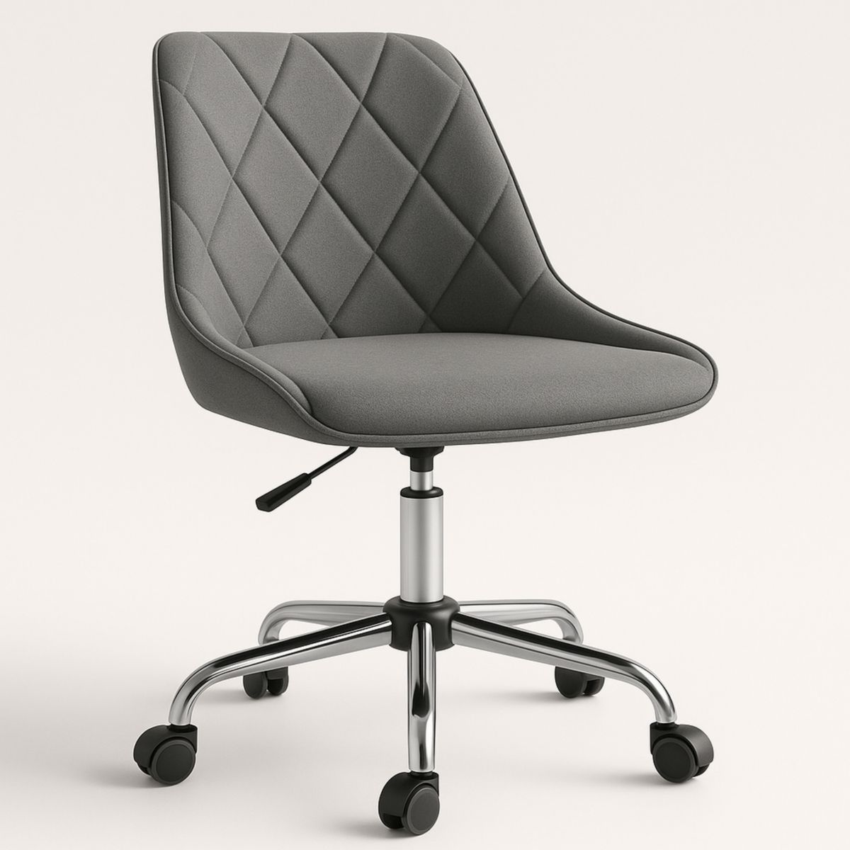 Chaise de bureau réglable pivotante en tissu gris avec pied en métal chromé-Pureverdeaura