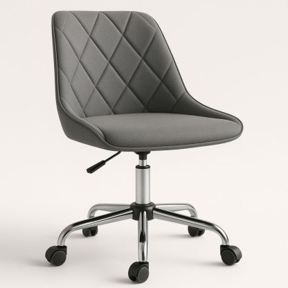 Chaise de bureau réglable pivotante en tissu gris avec pied en métal chromé-Pureverdeaura