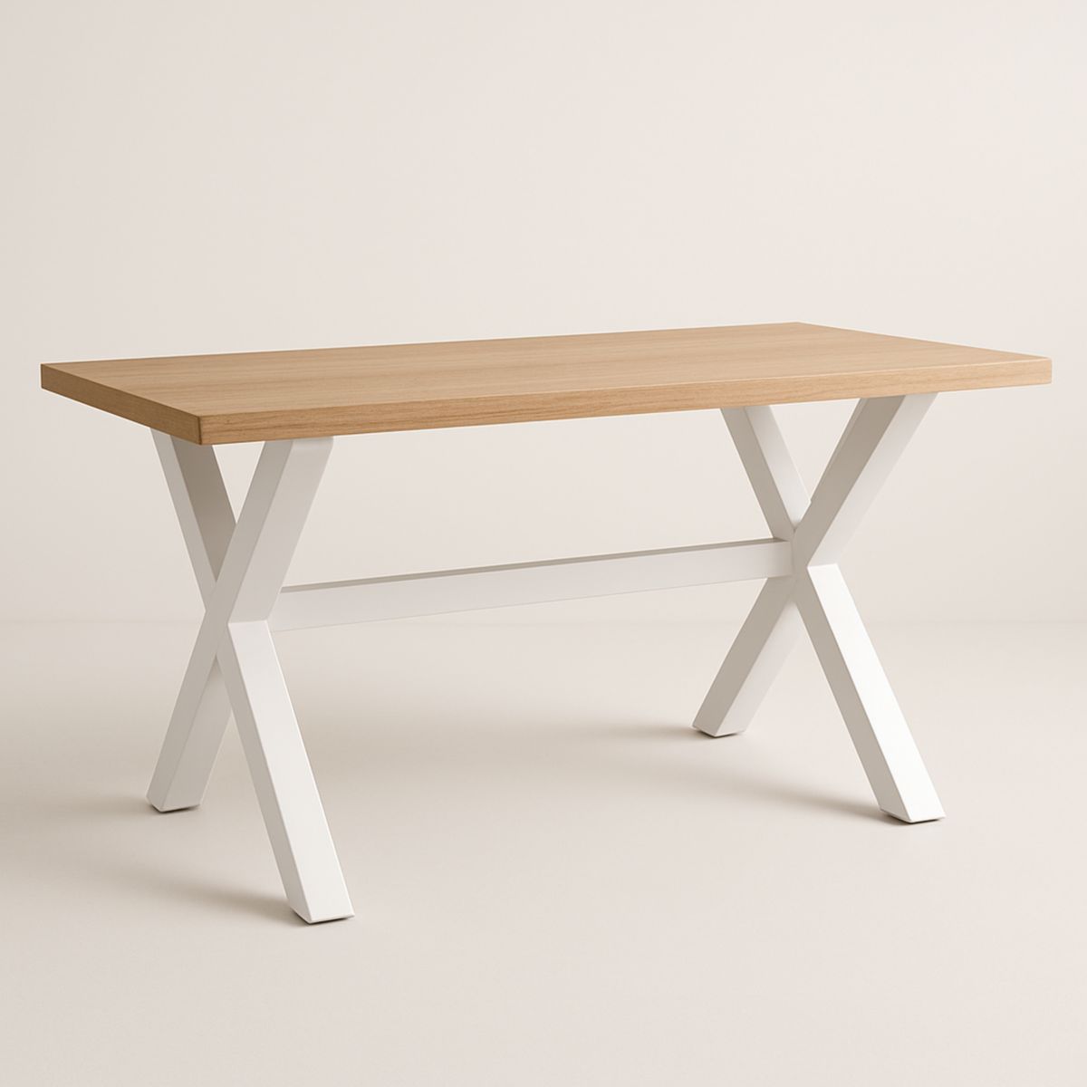 Table Rectangulaire Bois/Acier Blanc 150x75x75 cm-Pureverdeaura