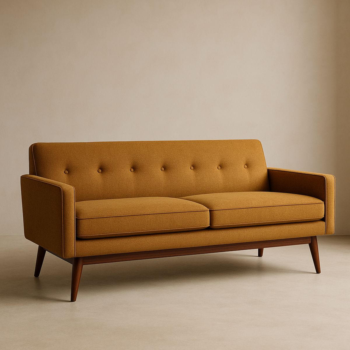 Canapé trois places tissu polyester Moutarde cadre bois 200x80x85 cm-Pureverdeaura