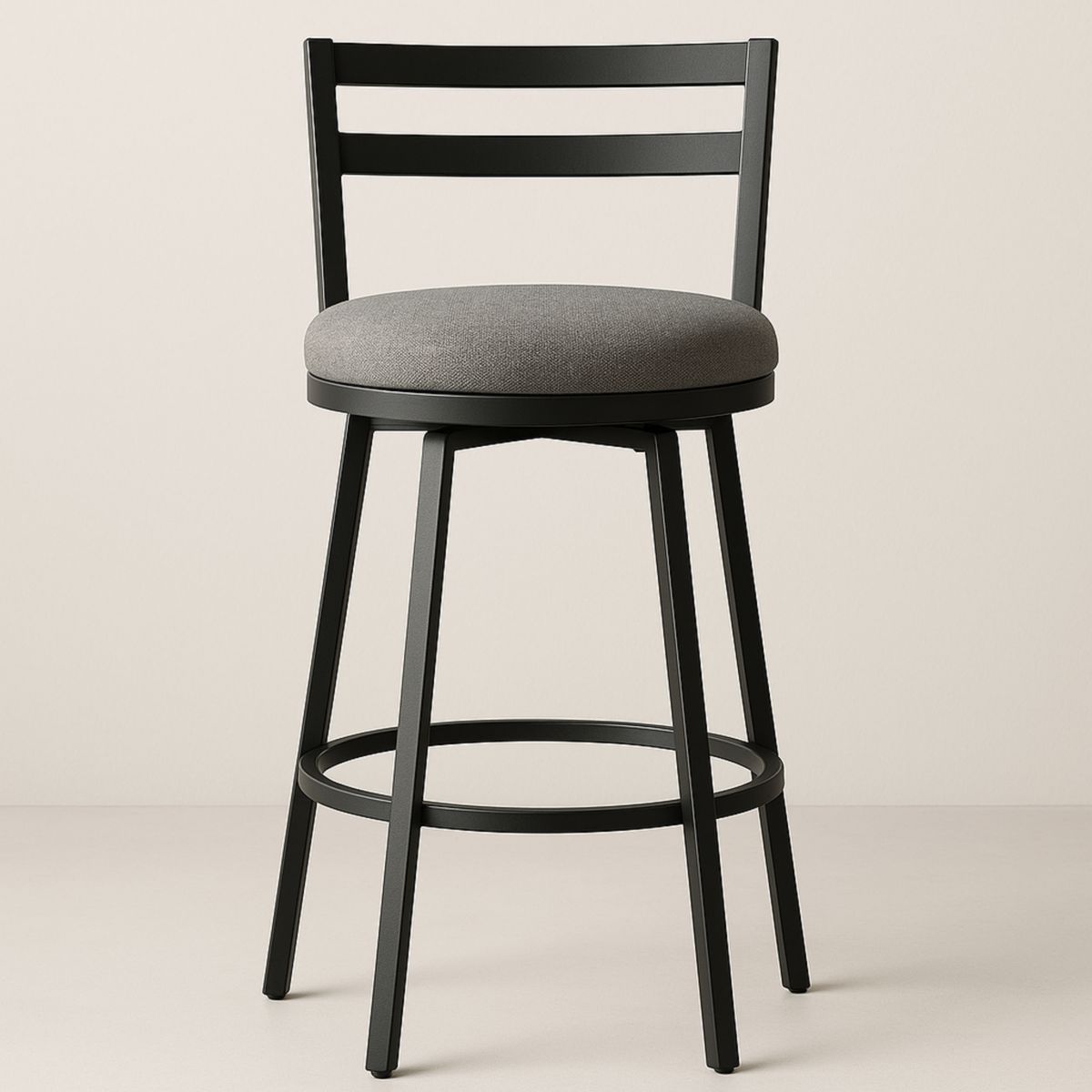 Tabouret de Bar Métal Noir Coussin Tissu Gris 100cm-Pureverdeaura