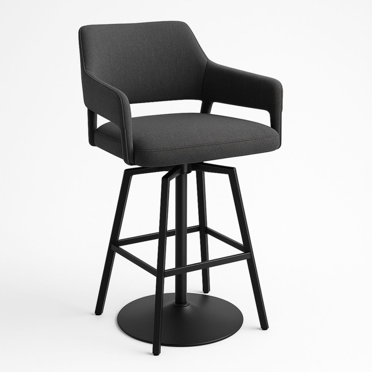 Chaise de Bar Pivotante à Hauteur Ajustable Tissu Anthracite et Métal Noir-Pureverdeaura