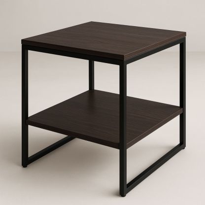 Table basse rectangulaire bois composite et métal noir 45x45x45 cm-Pureverdeaura