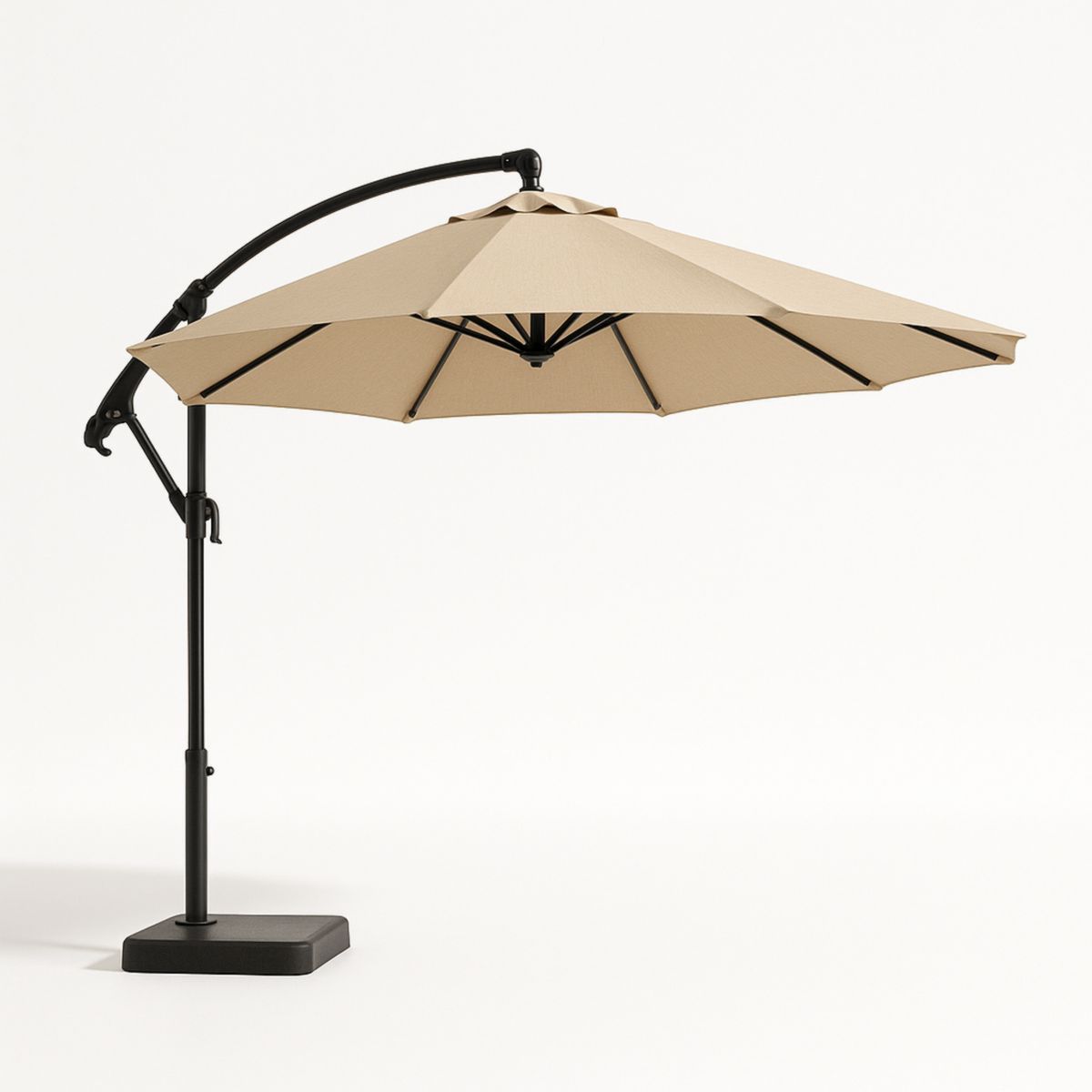 Parasol déporté rond 300 cm beige aluminium/polyester-Pureverdeaura