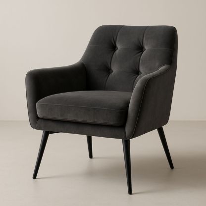 Fauteuil Velours Gris Foncé Pieds Métal 75x80x85 cm-Pureverdeaura