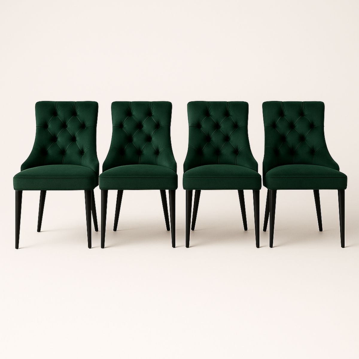 Chaise de Salle à Manger en Velours Vert Lot de 4 avec Pieds en Bois 90cm-Pureverdeaura