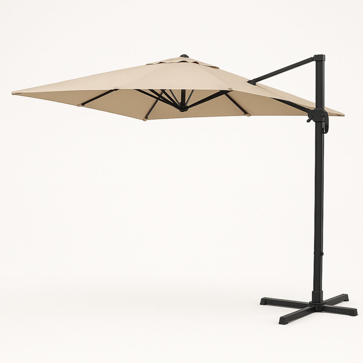 Parasol Déporté Rectangulaire 300cm Polyester Beige Structure Acier-Pureverdeaura
