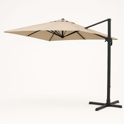 Parasol Déporté Rectangulaire 300cm Polyester Beige Structure Acier-Pureverdeaura