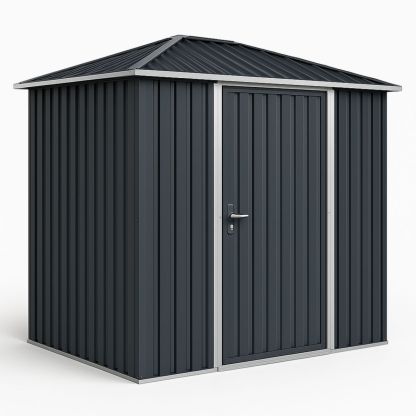 Abri de Jardin en Acier Galvanisé Anthracite 213cm x 130cm x 173cm-Pureverdeaura