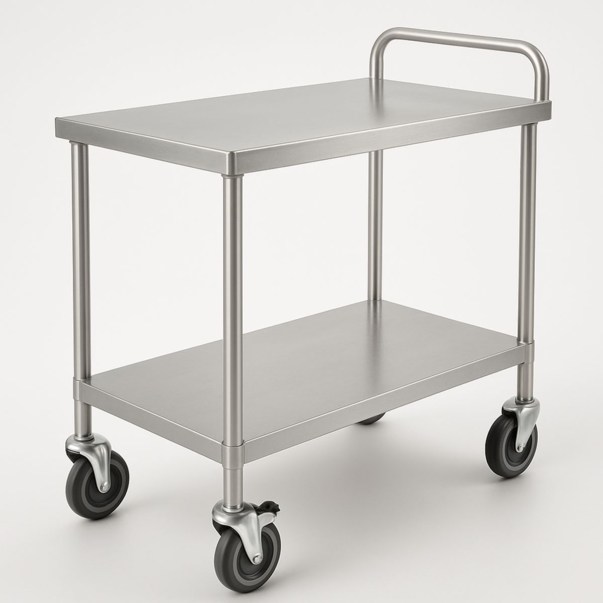 Table de Service à Roulettes en Acier Inoxydable 90x60x80 cm-Pureverdeaura