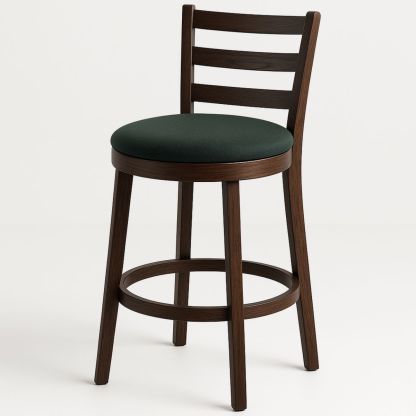 Tabouret de Bar en Bois avec Assise Tissu Polyester Vert 76 cm-Pureverdeaura