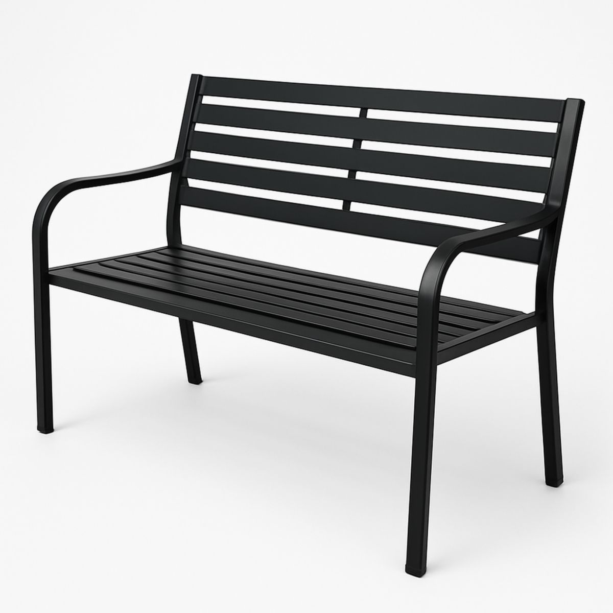 Banc de jardin en métal noir 126x62x88 cm-Pureverdeaura