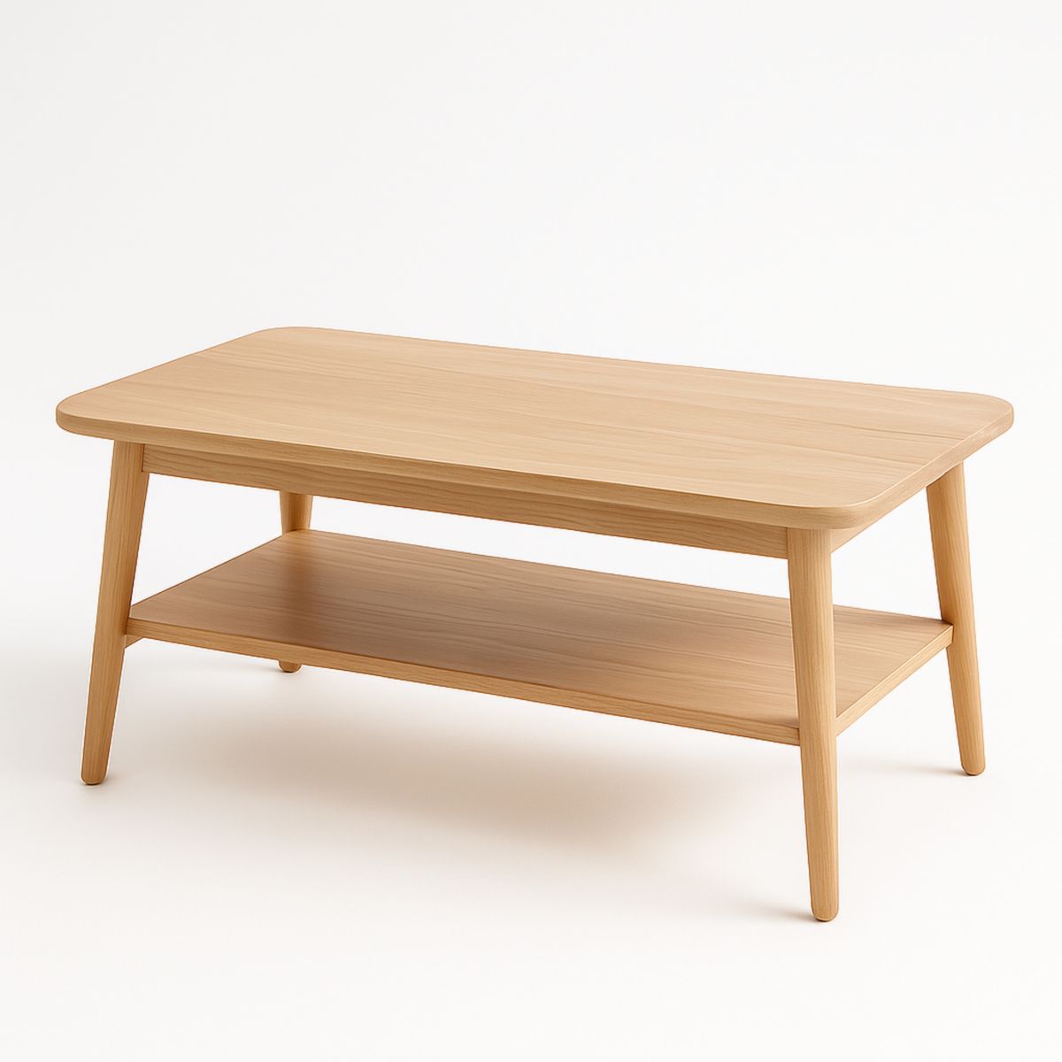 Table basse rectangulaire en bois avec étagère 110x55x45 cm-Pureverdeaura