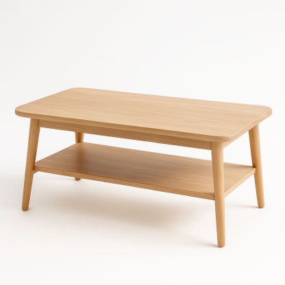 Table basse rectangulaire en bois avec étagère 110x55x45 cm-Pureverdeaura