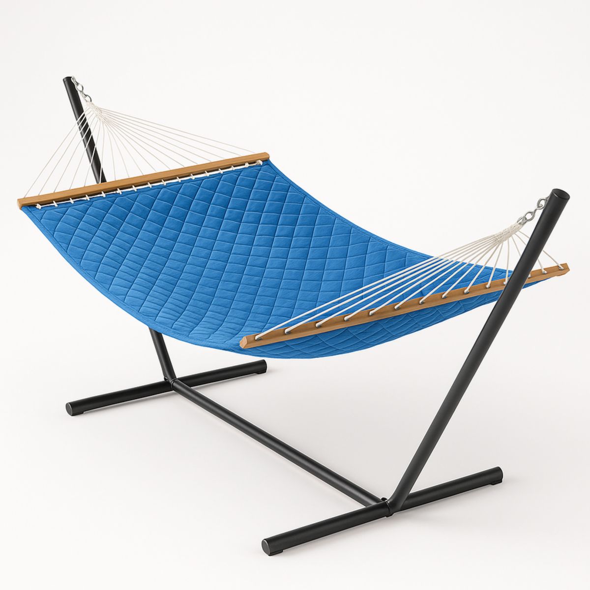 Hamac en tissu polyester bleu avec support en acier-Pureverdeaura