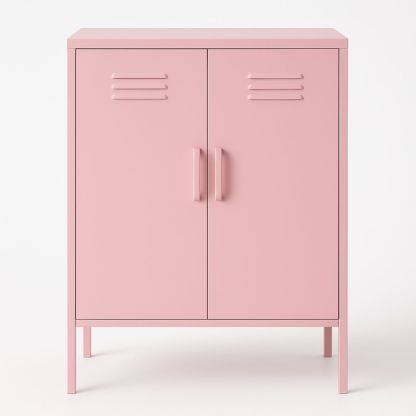 Armoire en métal rose 2 portes 80x40x100 cm-Pureverdeaura