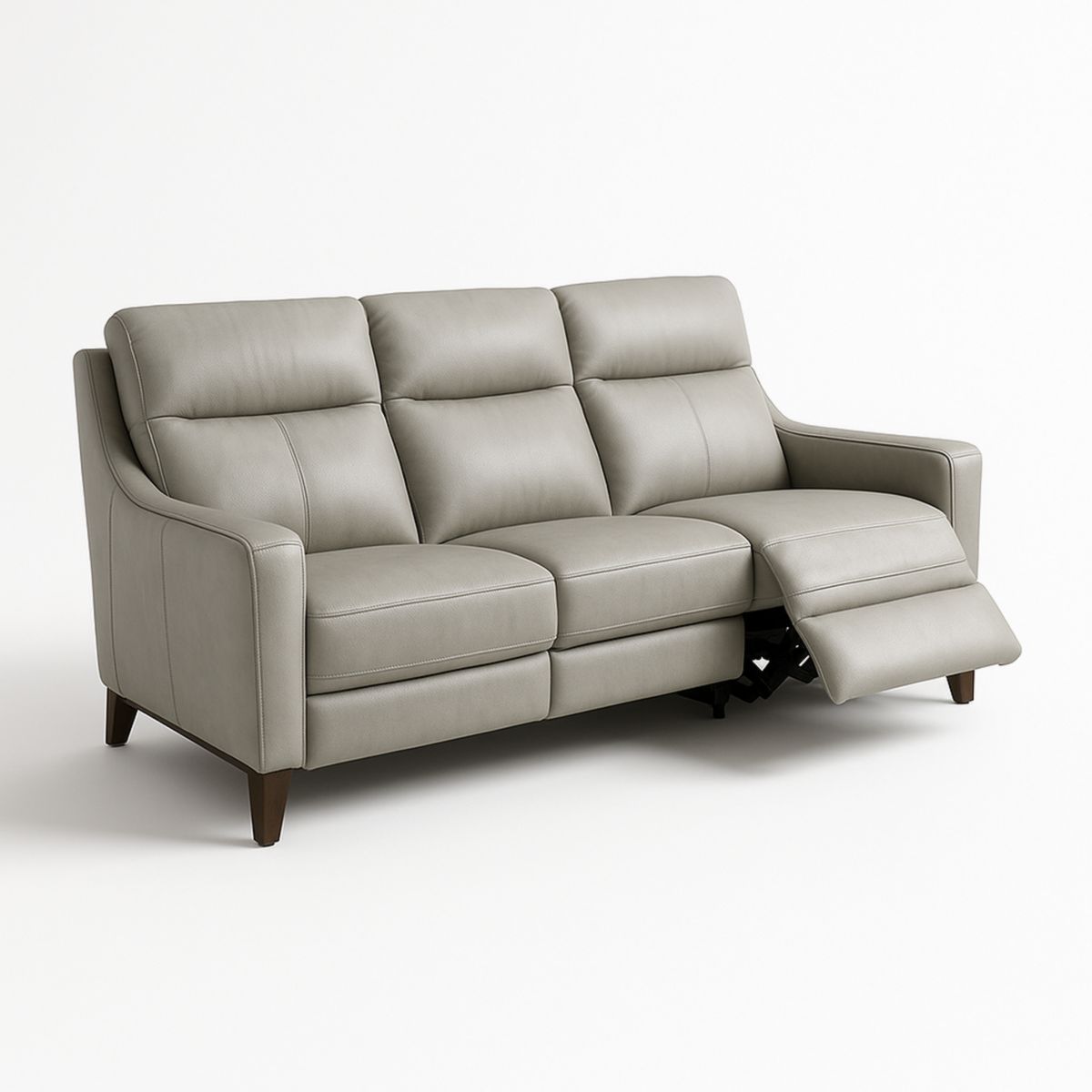 Canapé Relax 3 Places Cuir Synthétique Gris Repose-pieds Rétractable 200x90x100cm-Pureverdeaura