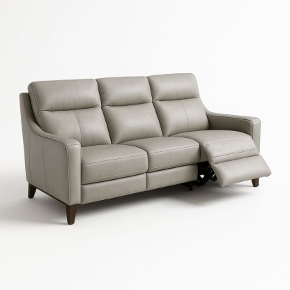 Canapé Relax 3 Places Cuir Synthétique Gris Repose-pieds Rétractable 200x90x100cm-Pureverdeaura