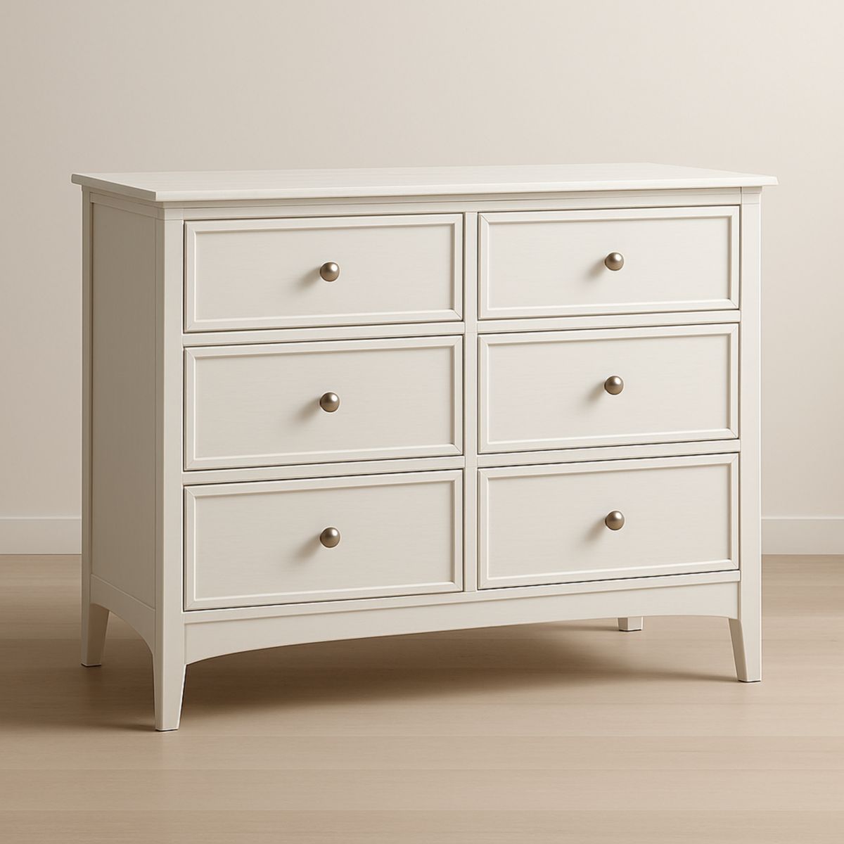 Commode 6 Tiroirs Bois Massif Crème 140x45x85 cm-Pureverdeaura