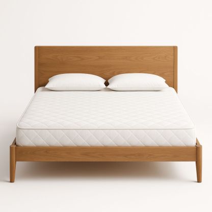 Lit double en bois massif chêne avec matelas et oreillers 180x200 cm-Pureverdeaura