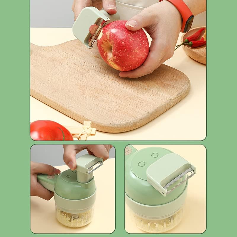 [Limited-Time Offer] Electric Vegetable Cutter, 4 in 1 Handheld Vegetable Chopper, Mini Wireless Food Processor, Vegetable Slicer Garlic Cutter for Garlic Pepper Chili Onion Celery Ginger Meat(Type 1)