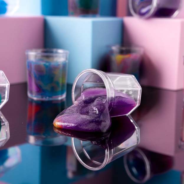 30 Packs Valentines Galaxy Slime With Cards for Kids, Stress Relief Fidget Toy for Kids Valentines Class Exchange Cards, Valentines Party Favors