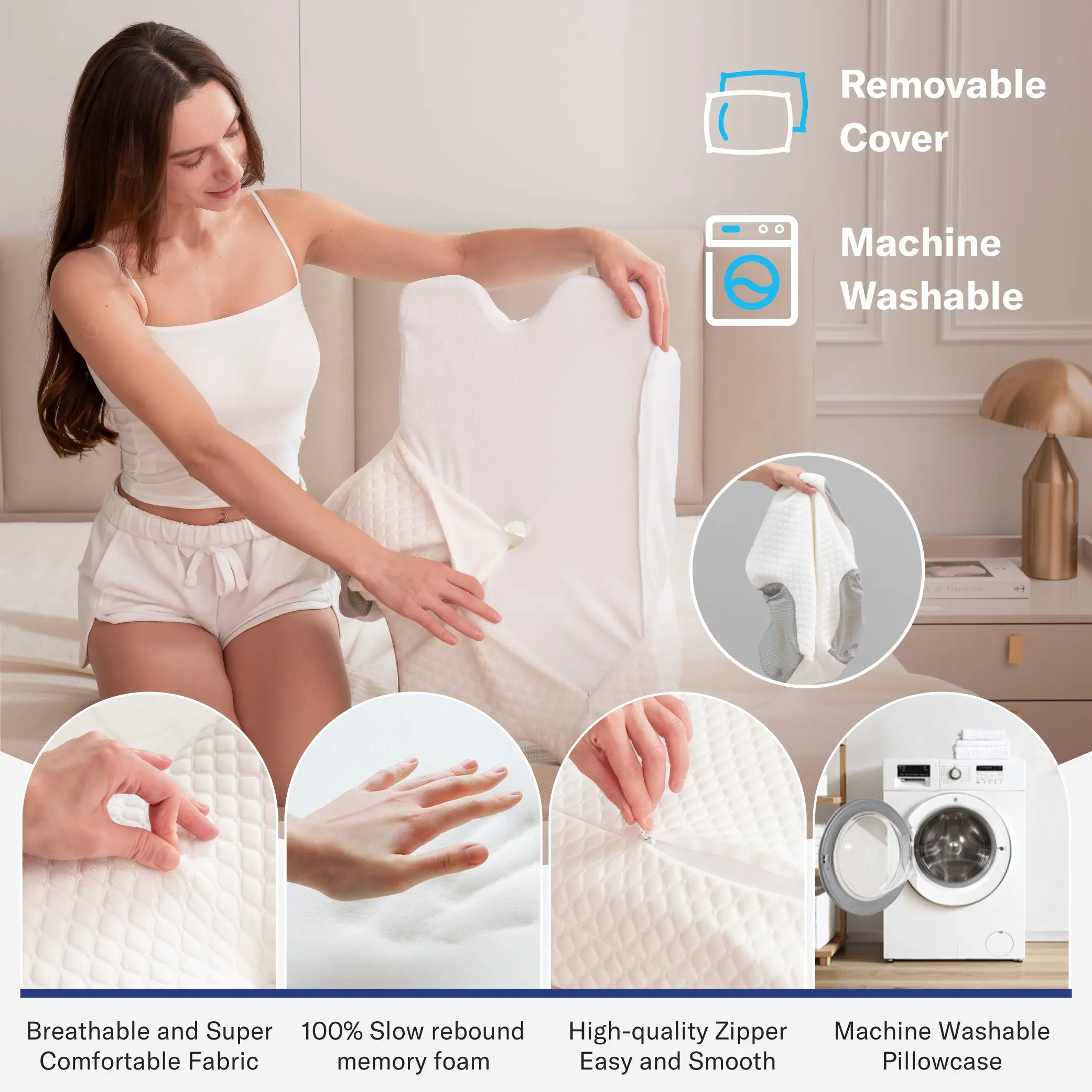 Alcedo Cervical Pillow for Cozy Sleep, Odorless Ergonomic Contour Memory Foam, Orthopedic Bed Pillow for Side, Back, and Stomach Sleepers