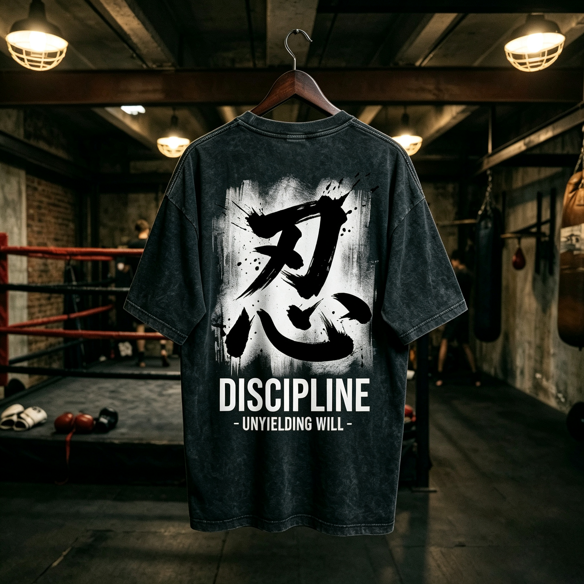 ENDURE "忍" Chinese Calligraphy Graphic Heavyweight T-Shirt - Oversized Streetwear Gym Apparel