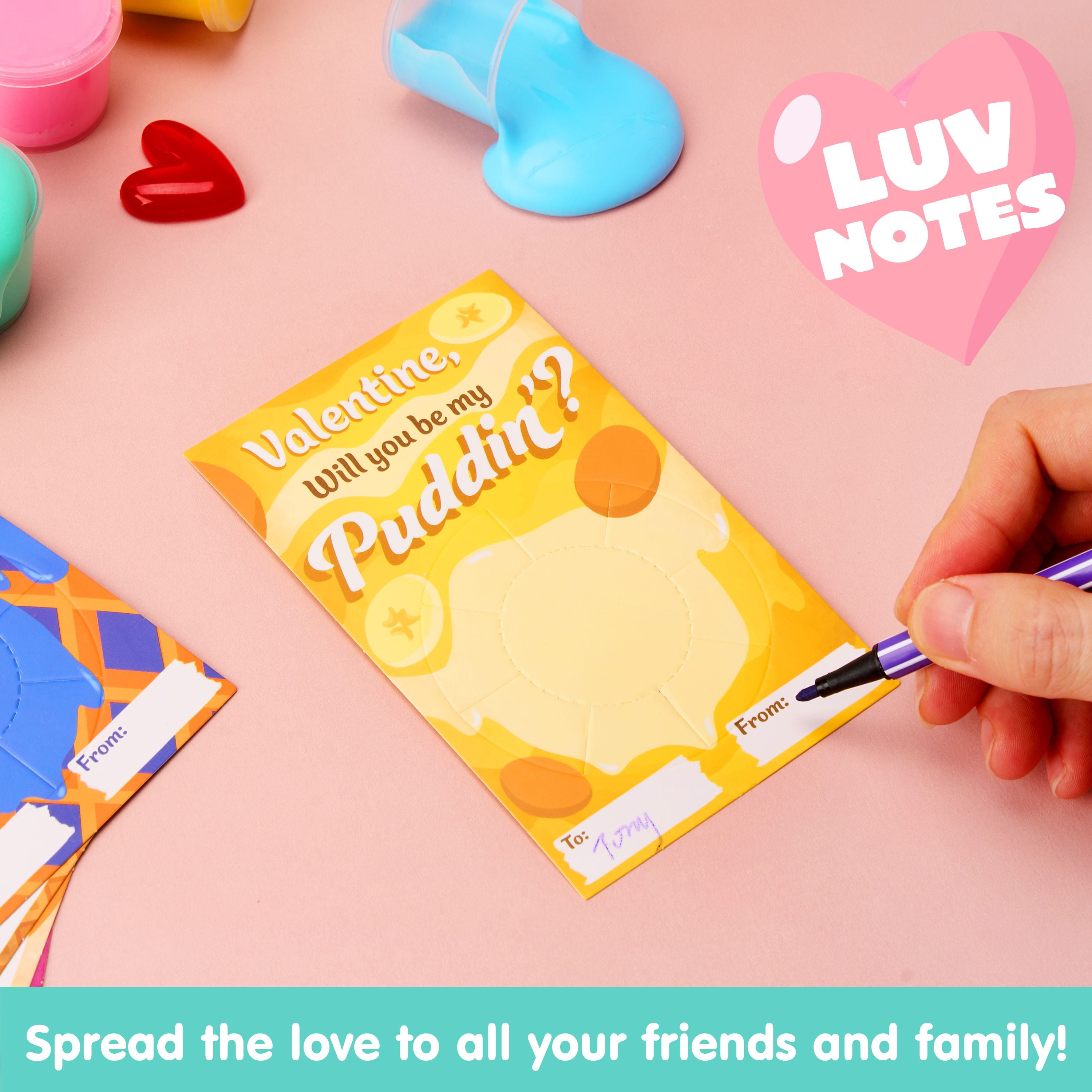 30 Packs Valentines Galaxy Slime With Cards for Kids, Stress Relief Fidget Toy for Kids Valentines Class Exchange Cards, Valentines Party Favors