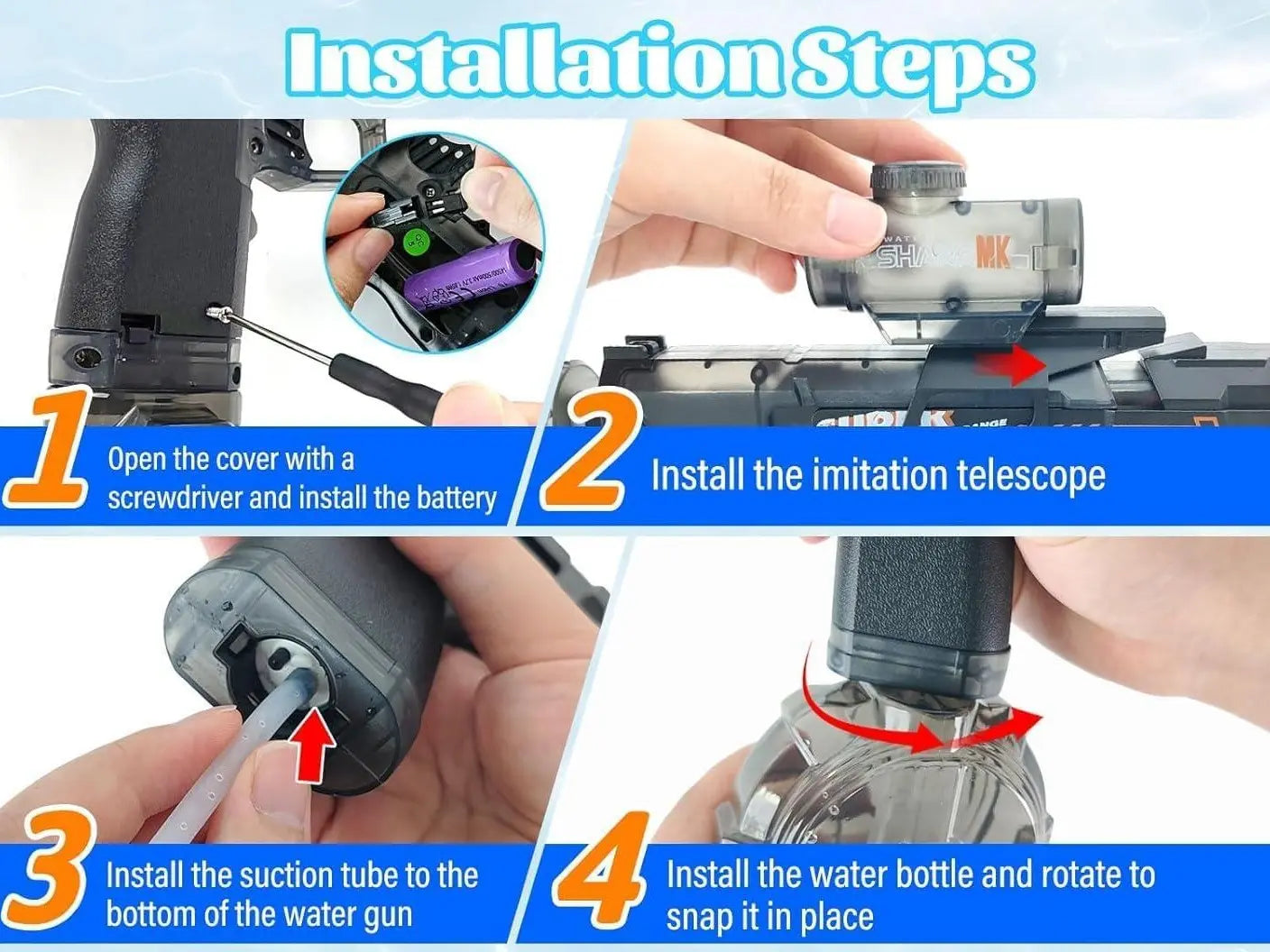 Ultimate Battle Electric Water Gun – Automatic, Glowing Muzzle, 320ml, 32ft Range – Outdoor Toy for Adults & Kids