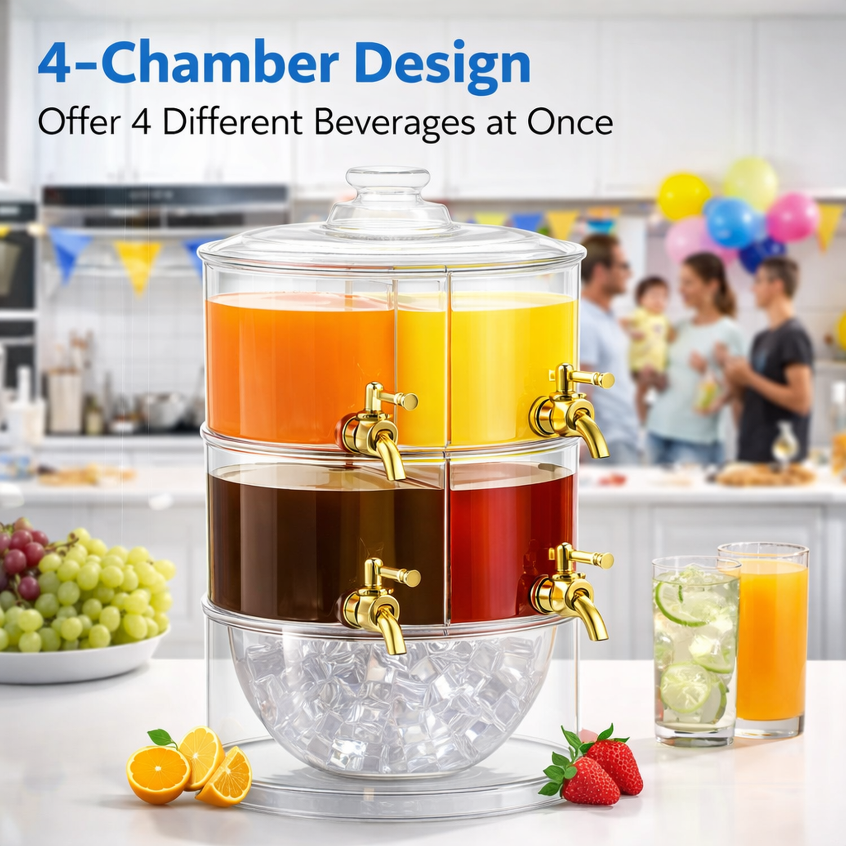 4-in-1 Party Beverage Tower | 2-Tier Stackable Drinks Dispenser 🍹✨