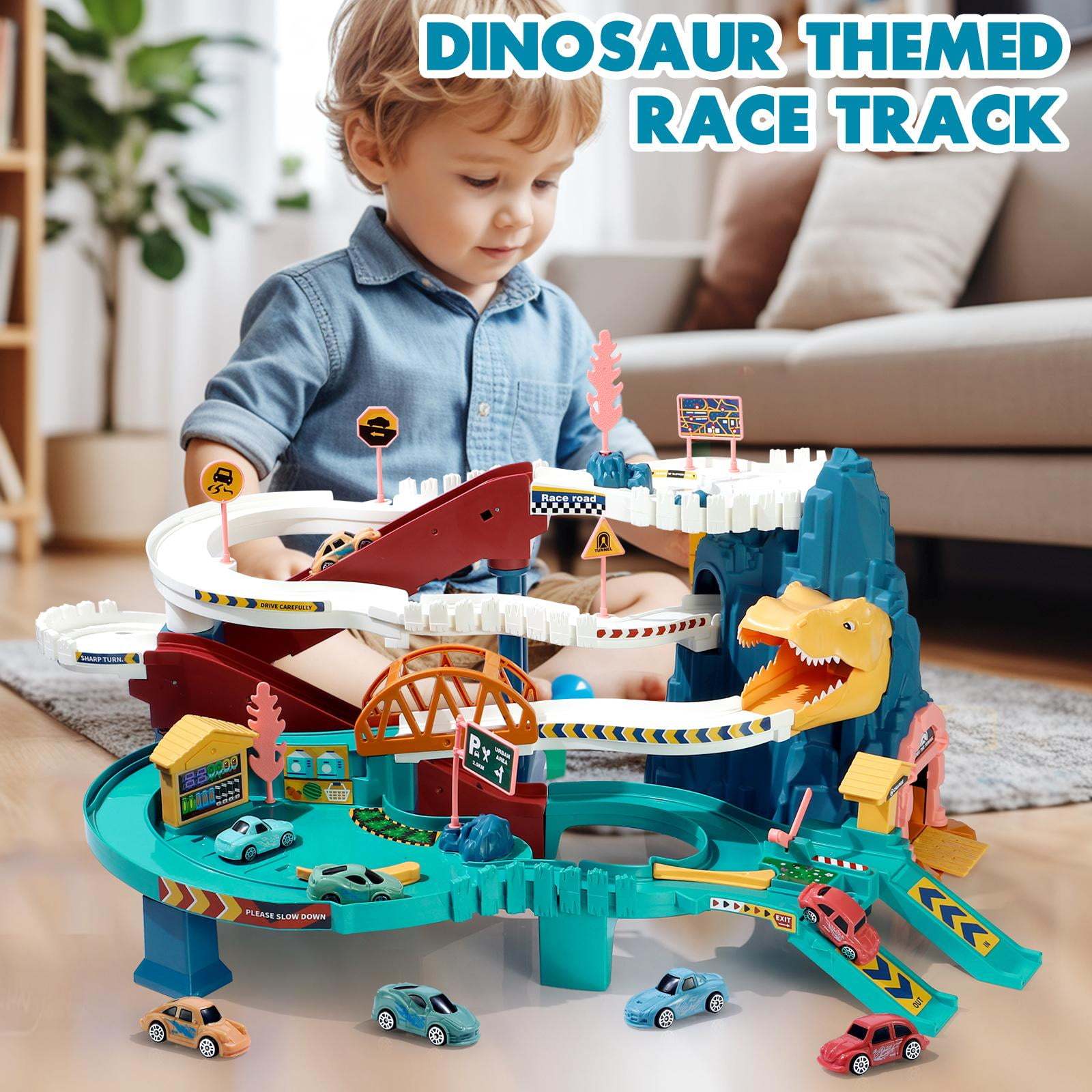 ⏰ LAST DAY 60% OFF 💥 Dinosaur Race Track Playset Toys for Kids Car Ramp Track Set Toys Adventure Car Garage Parking Toy