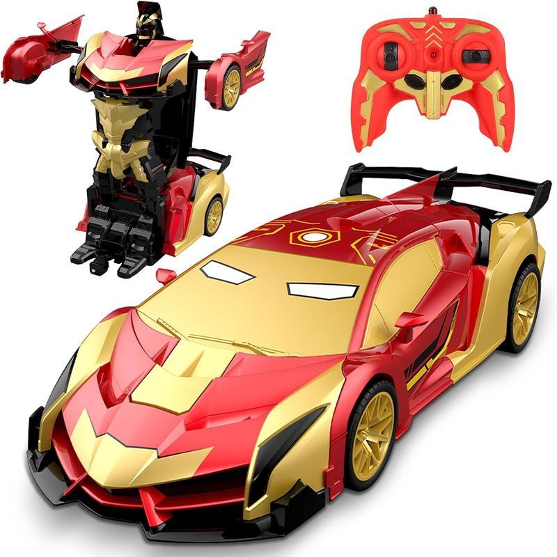 Transforming Easter Remote Control Car for Boys Ages 3-15, 2.4Ghz Remote Control, 1:18 Scale Robot Transformation, 360° Rotation, Rechargeable Battery Included, High-Quality ABS Plastic Gift Set, Black Friday, Christmas