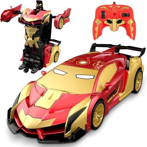 Transforming Easter Remote Control Car for Boys Ages 3-15, 2.4Ghz Remote Control, 1:18 Scale Robot Transformation, 360° Rotation, Rechargeable Battery Included, High-Quality ABS Plastic Gift Set, Black Friday, Christmas