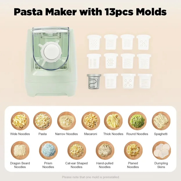 【Stock Clearance】Electric Pasta Maker,260W Household Automatic Pasta Maker Machine,Automatic Noodle Maker with 13 Noodle Shapes for Home Kitchen Use
