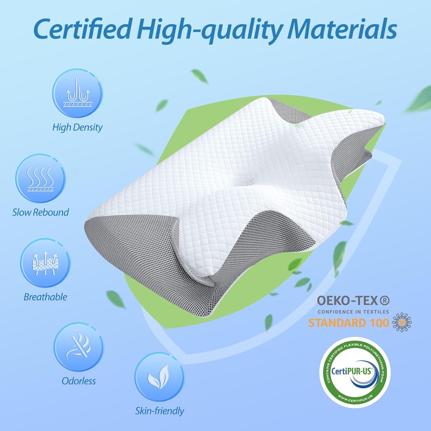 【Stock Clearance】🎉 Memory Foam Cervical Pillow, 2 in 1 Ergonomic Contour Orthopedic Pillow for Neck Pain, Contoured Support Pillows for Side Back Stomach Sleepers