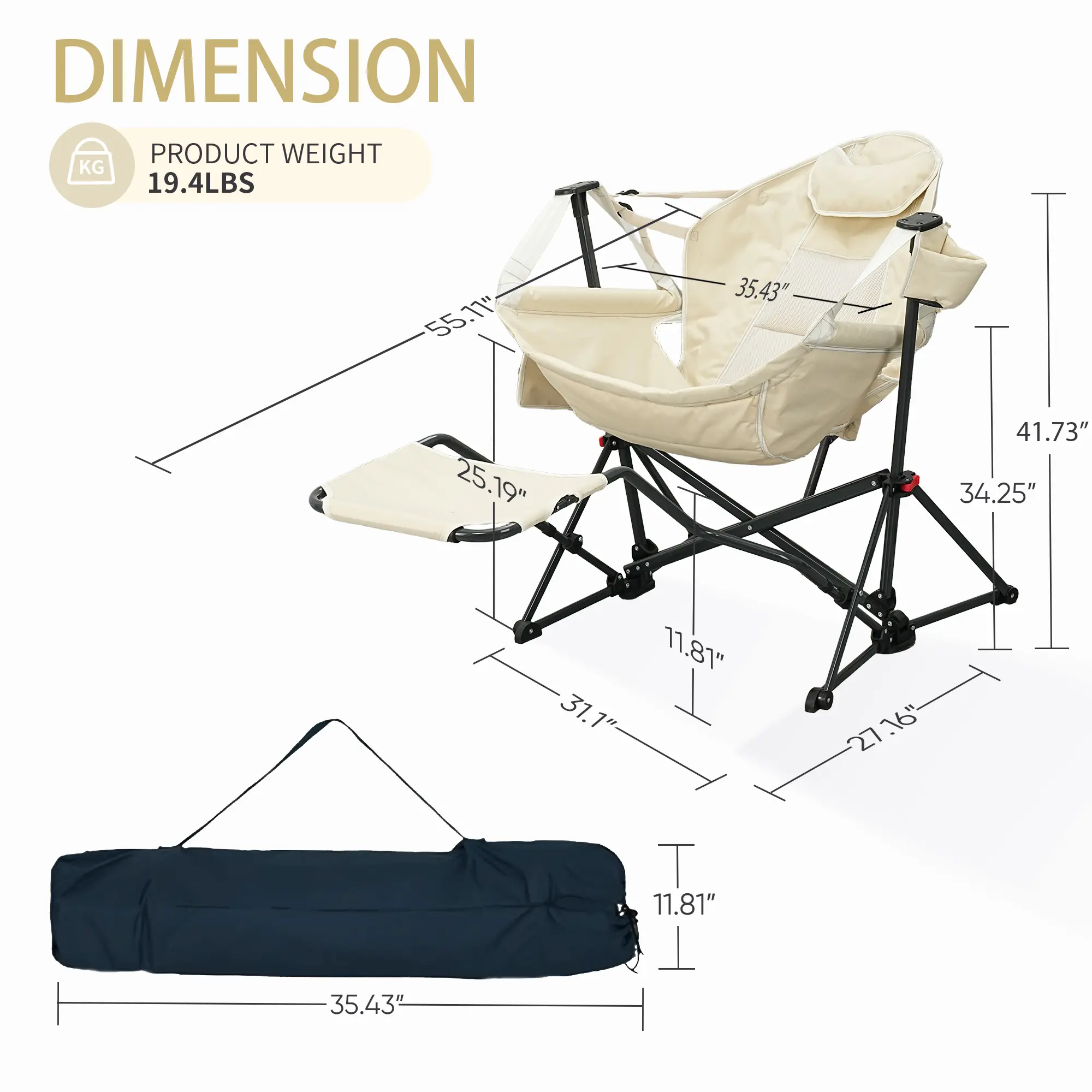 Hammock Recliner Chair, Swing Chair Camping Chair With Pedal, Max 450 lbs Capacity For hammock life