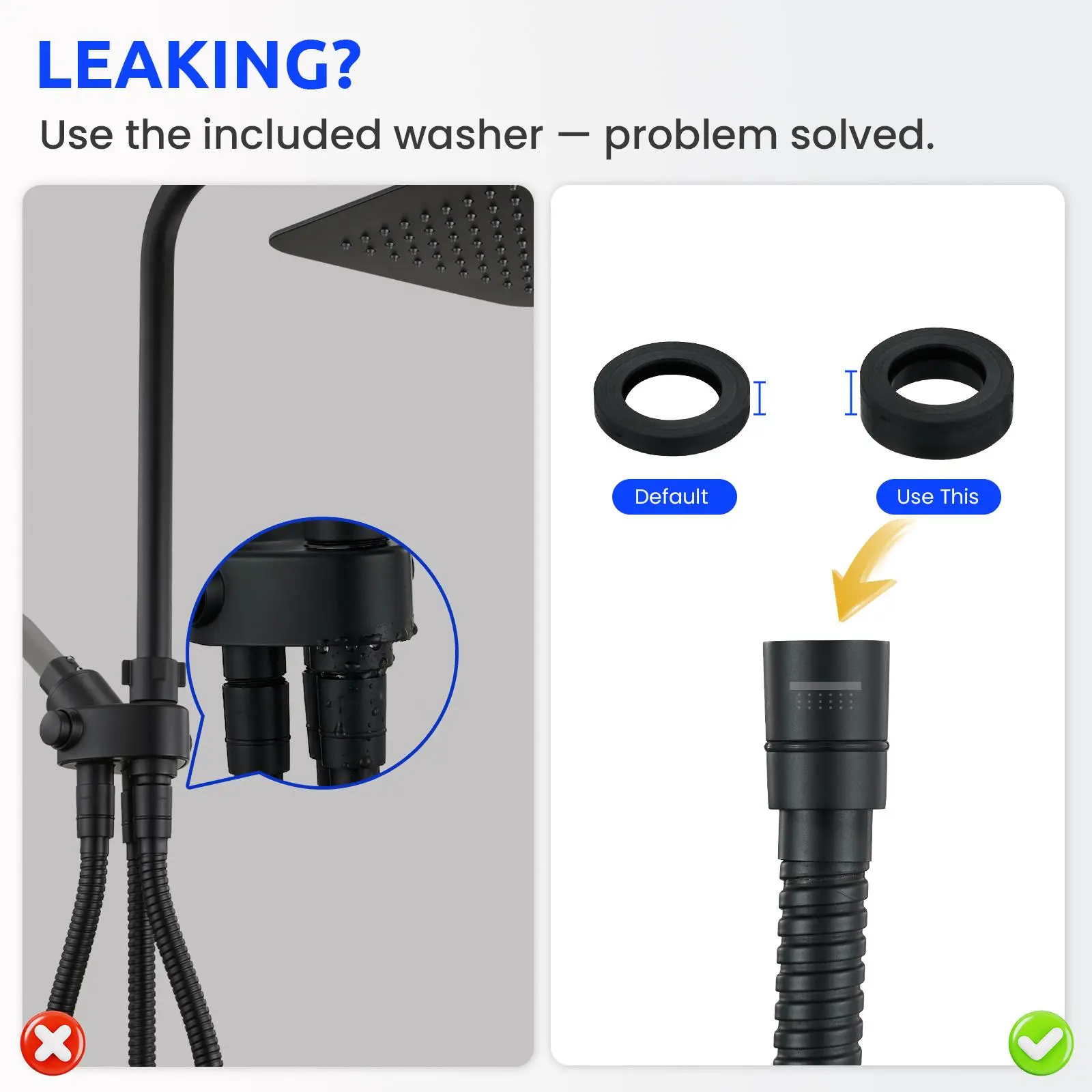 Ryamen Dual Shower Head | 8" Rainfall + Handheld | Adjustable Height | High Pressure | Luxury Standing Showers