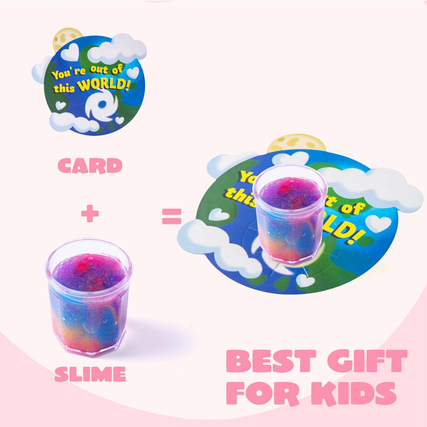 30 Packs Valentines Galaxy Slime With Cards for Kids, Stress Relief Fidget Toy for Kids Valentines Class Exchange Cards, Valentines Party Favors
