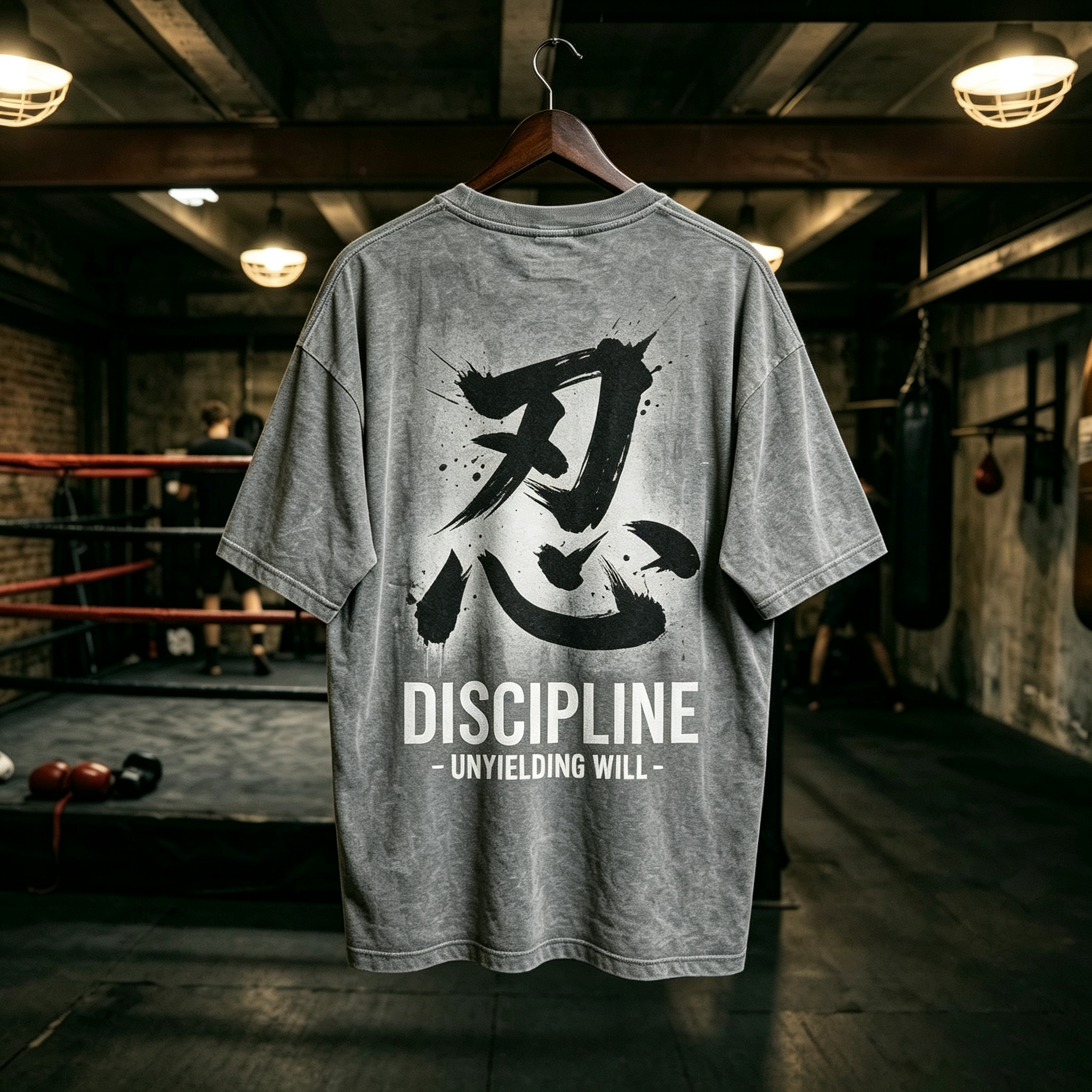 ENDURE "忍" Chinese Calligraphy Graphic Heavyweight T-Shirt - Oversized Streetwear Gym Apparel