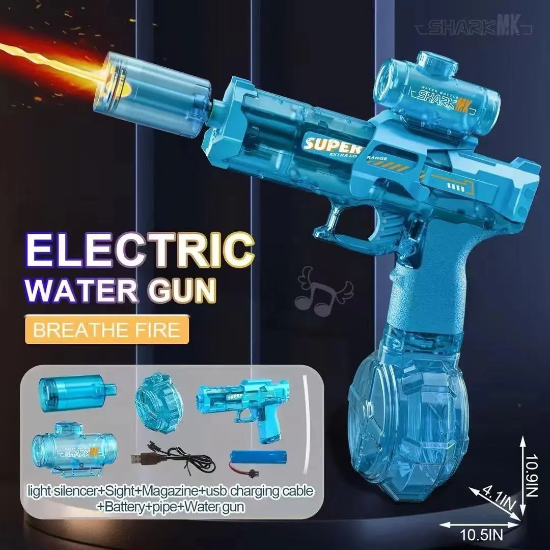 Ultimate Battle Electric Water Gun – Automatic, Glowing Muzzle, 320ml, 32ft Range – Outdoor Toy for Adults & Kids