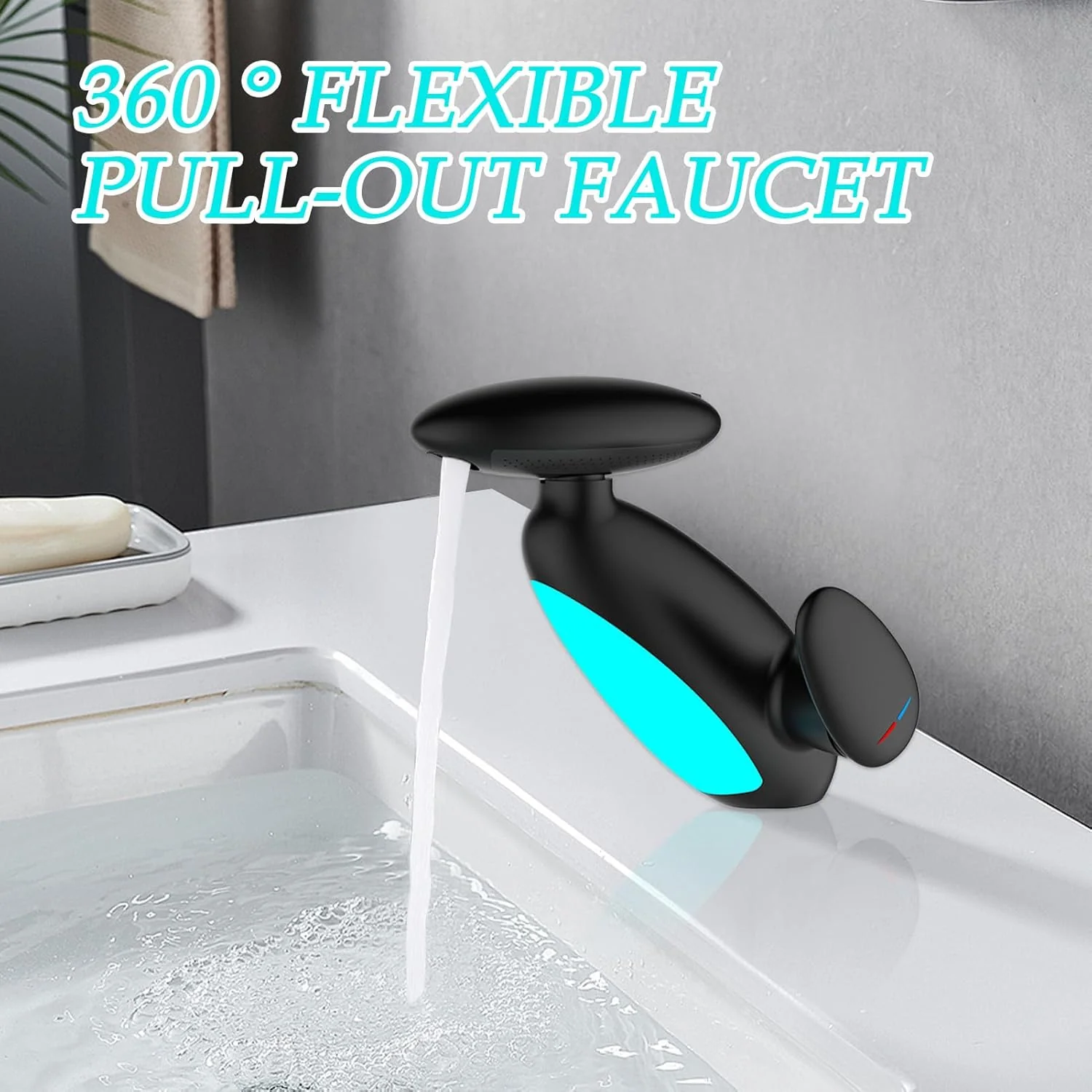 Bathroom Tap, Basin Tap | 360° Rotation with 4 Spray Modes for Bathtub, Kitchen, Laundry and Renovations Basin Tap Bathroom 360 Degree Rotation Drain Sprayer Kitchen