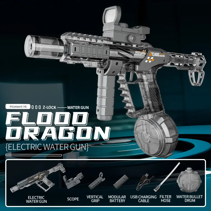 Ultimate Battle Electric Water Gun – Automatic, Glowing Muzzle, 320ml, 32ft Range – Outdoor Toy for Adults & Kids