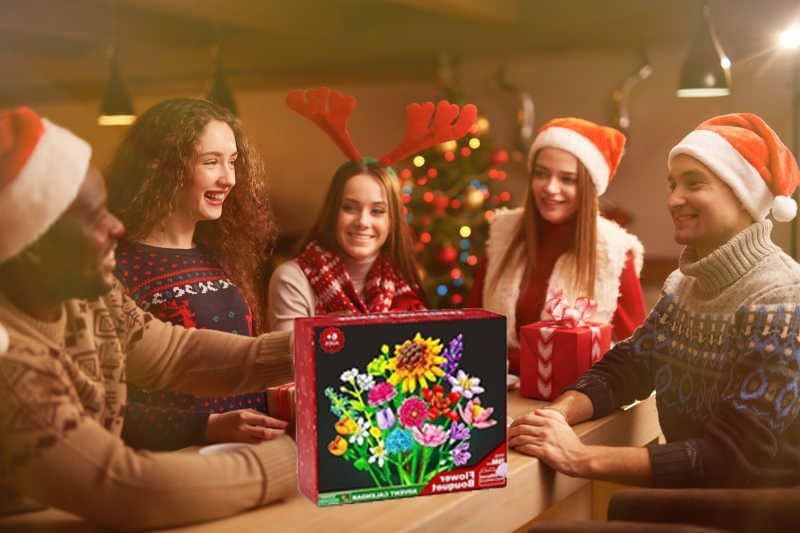 ⏰ LAST DAY 60% OFF 💥 Advent Calendar 2024 for Kids Adults Teens 2025 24 Days Flower Bouquet Christmas Countdown Advent Calendar,Christmas Bouquet Blocks, with 24 Flower Model Building Toy Set (Daisy)