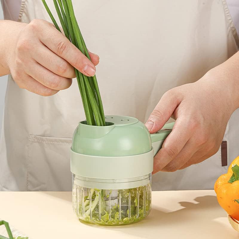 [Limited-Time Offer] Electric Vegetable Cutter, 4 in 1 Handheld Vegetable Chopper, Mini Wireless Food Processor, Vegetable Slicer Garlic Cutter for Garlic Pepper Chili Onion Celery Ginger Meat(Type 1)