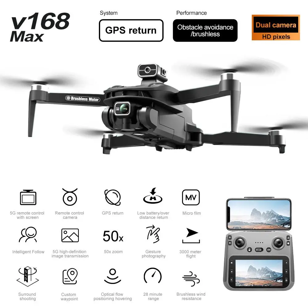 2026 New Year Gift GPS drone 5G drone with 4.5in screen controller optical flow visual hover increased stability and Easy Control